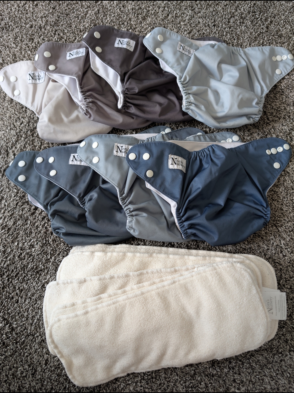 Nora's Nursery Reusable Cloth Diaper Cover Set in Blue, Gray, Cream